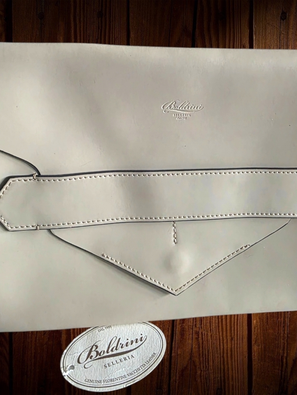 Vintage Ivory Boldrini Firenze Vachetta Leather Clutch